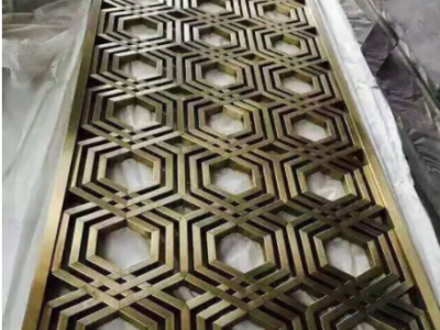 不銹鋼屏風隔斷 中式客廳餐廳柵格 金屬鏤空玄花格隔斷屏風定制