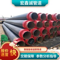 熱力供暖預制地埋聚氨酯保溫管道黑夾克聚氨酯發泡保溫螺旋鋼管