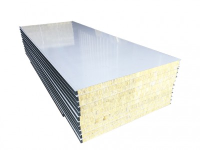 外墻保溫巖棉板 機制巖棉夾芯彩鋼板 凈化車間潔凈廠房建材彩鋼板