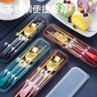 ins304網紅不銹鋼便攜餐具戶外旅行創意韓式爆款學生勺筷禮品套裝