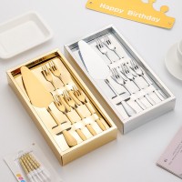 不銹鋼蛋糕刀叉套裝 餐盤蠟燭生日高端刀叉可印制LOGO