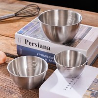 304不銹鋼碗帶刻度烘焙碗家用餐具料理碗水果沙拉碗單個打蛋小碗