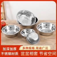 湯盆不銹鋼盆湯碗盤子無磁飯盆圓盤食堂飯碗打飯盤家用菜盆面盆