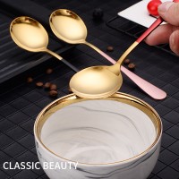 韓式不銹鋼勺子加厚圓頭湯勺家用兒童飯勺創(chuàng)意調(diào)羹網(wǎng)紅攪拌大圓勺