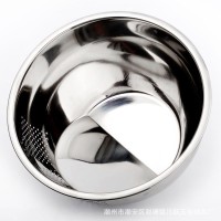 川躍米篩304不銹鋼漏盆 廚房工具瀝水盆斜底淘米器 家用201洗菜盆
