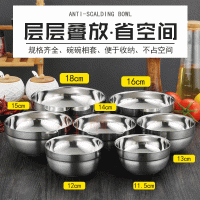 廠價直銷304不銹鋼碗雙層加厚鉑金碗防摔燙砂光焊邊學校家用湯碗