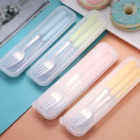 糖果色陶瓷柄不銹鋼餐具 勺叉筷子便攜禮品餐具套裝可激光LOGO