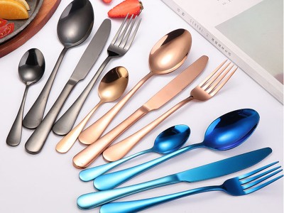 亞馬遜熱銷不銹鋼餐具24件套刀叉勺套裝帶收納餐具架禮盒套裝贈禮