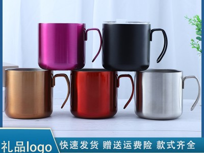 跨境專供12oz馬克杯手柄不銹鋼啤酒杯咖啡杯雙層真空保溫杯定 制