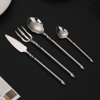 跨境海王刀叉304不銹鋼牛排刀叉勺子圓柄加厚復(fù)古西餐具ins北歐風(fēng)