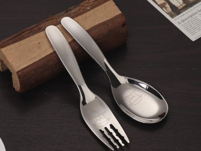 316不銹鋼勺子復古木馬可愛兒童勺叉寶寶吃飯輔食勺子叉子便攜