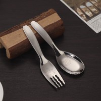 316不銹鋼勺子復(fù)古木馬可愛兒童勺叉寶寶吃飯輔食勺子叉子便攜