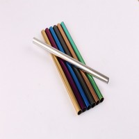 12*215環(huán)保吸管304不銹鋼吸管套裝直彎管金屬飲管組多彩吸管定制