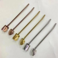 304不銹鋼吸管勺 創意螺紋光身西瓜勺鐵鍬勺飲料咖啡攪拌勺甜品勺