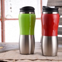 不銹鋼花生杯外塑內鋼汽車杯車載半鋼塑料禮品杯雙鋼促銷logo