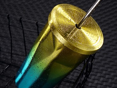 漸變色不銹鋼吸管杯異形創(chuàng)意ins菱形大容量杯男女士隨手杯廠家發(fā)