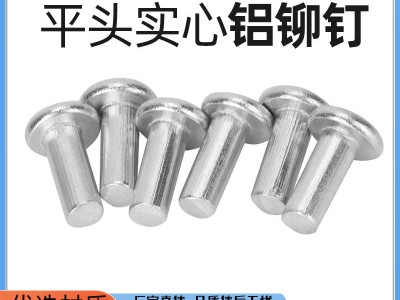 泰恒五金 平頭實心鋁鉚釘現貨批發鉚接件桿長40/50/60mm 鋁鉚釘