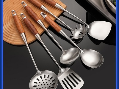 304不銹鋼家用廚具加厚花梨木鍋鏟烹飪家用廚具用品