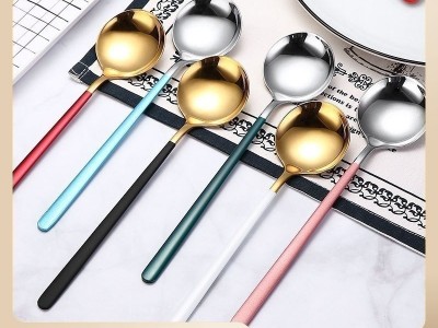 網(wǎng)紅圓勺家用304不銹鋼勺子創(chuàng)意調(diào)羹冰激凌甜品勺長(zhǎng)柄韓式 拌飯勺