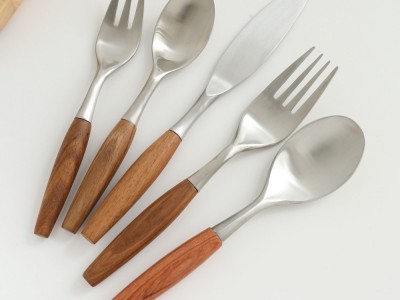 沙朵新中式柚木304刀叉勺圓柱木花梨木柄西餐具實木不銹鋼刀叉勺