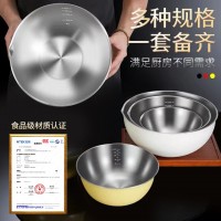 家用料理盆帶刻度導流嘴304加厚不銹鋼沙拉盆廚房烘培和面攪拌碗