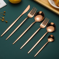 304不銹鋼葡萄牙餐具刀叉勺四件套鍍鈦勺金噴西餐黑金牛排套裝