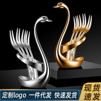 天鵝底座水果叉304不銹鋼筷子架組合餐廳酒店擺件餐具置物收納架
